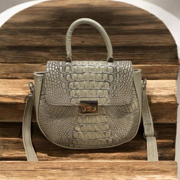 croc embossed top handle crossbody - Picture 1 of 6